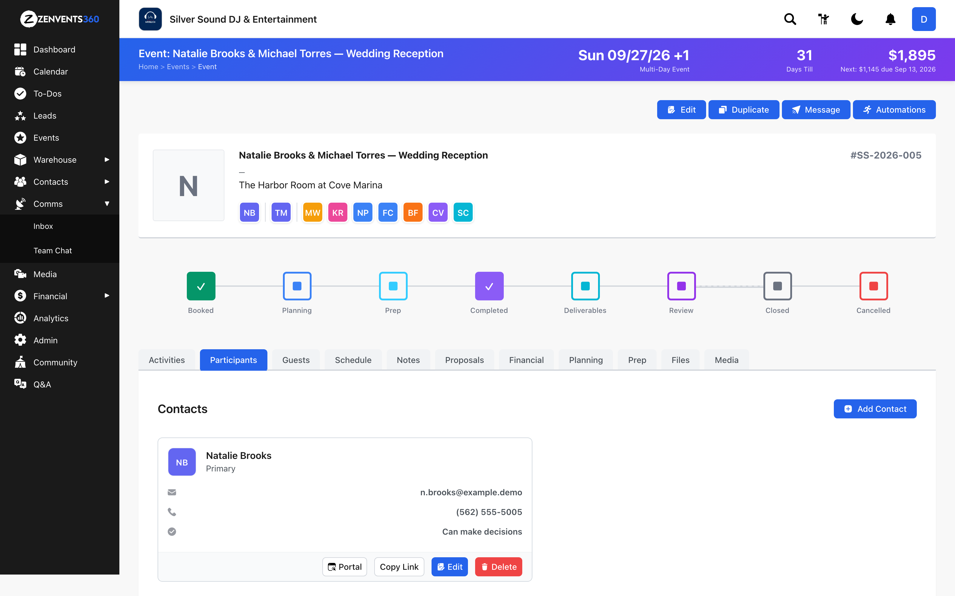 Preferred vendors, handled in Zenvents360.
