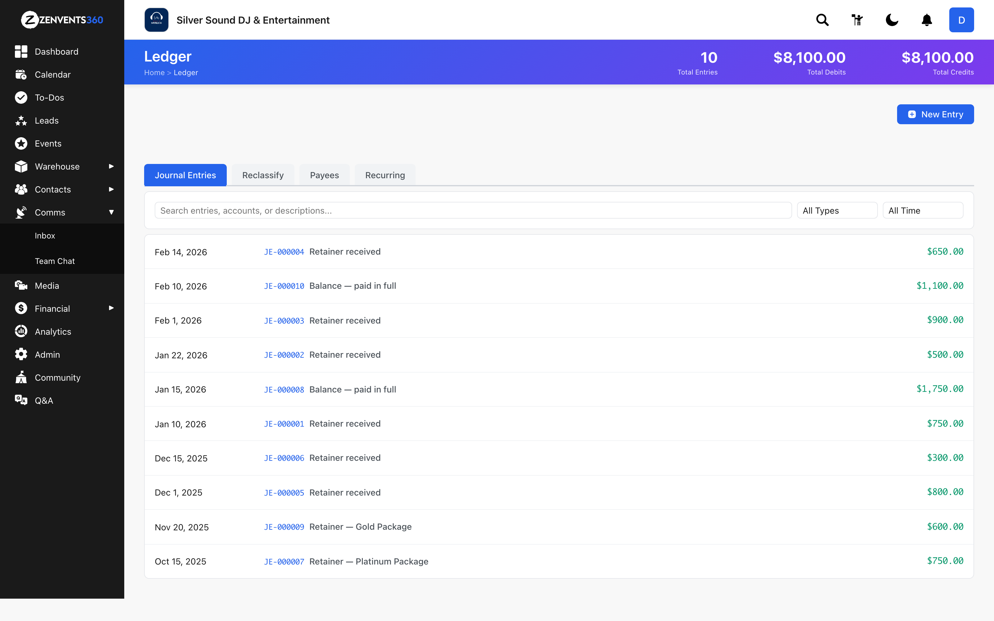 Accounting that is actually accounting in Zenvents360.